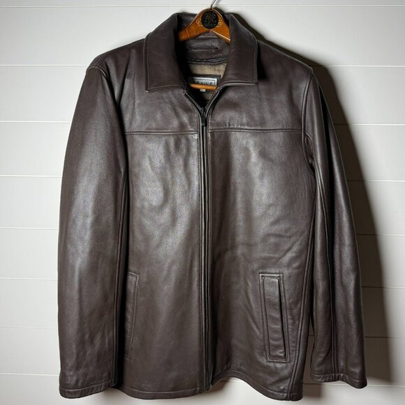 PELLE STUDIO Dark Chocolate Leather Zip-Out Thinsulate Lining Car Coat SZ XL - Picture 1 of 10